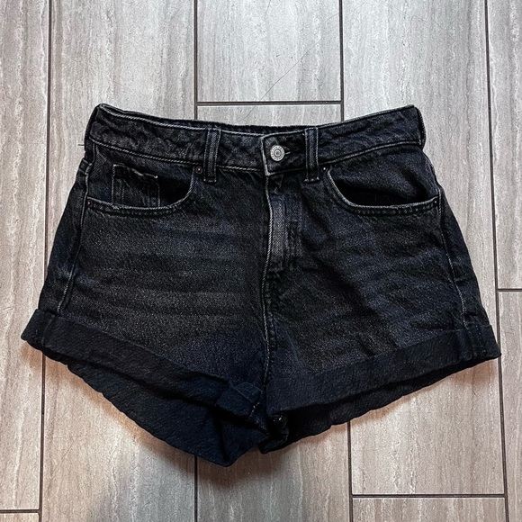PacSun Pants - Pacsun Shorts | Women's Mom Shorts Size 25 Black Denim Jean Cuffed Stretch
